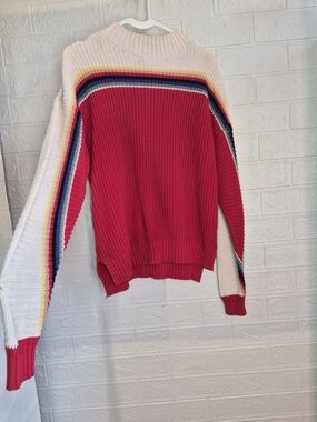 RETRO Sweater Style Similiar to x Simone Apres Ski  Rainbow Boat Neck Size M